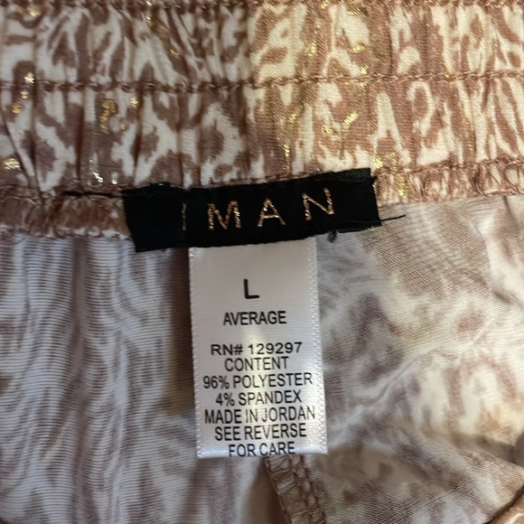 Iman women’s pants large 12 14 palazzo wide leg neutral metalic stretch light - Picture 4 of 5